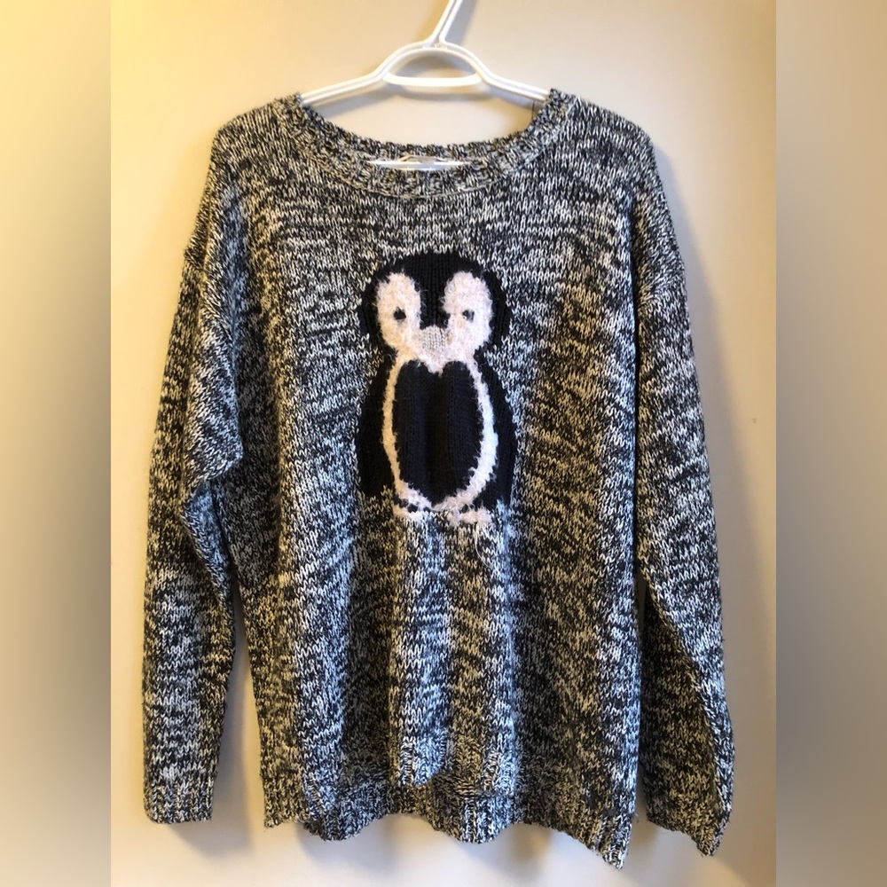 Fuzzy penguin sweater
